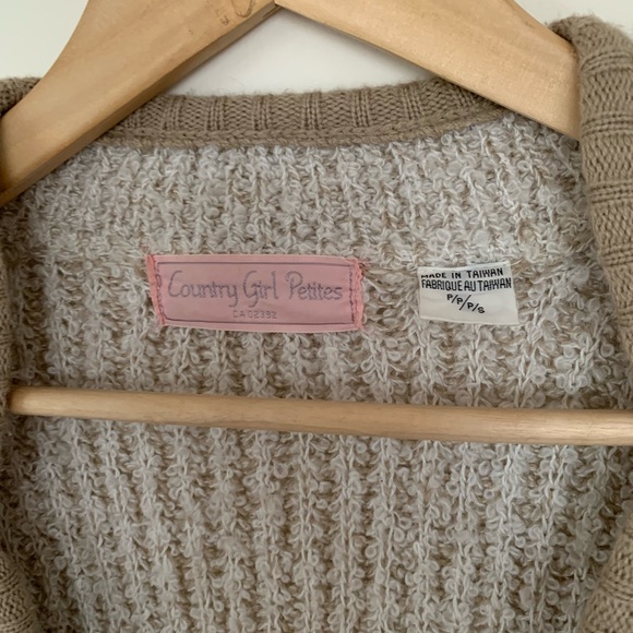 Women's Beige Open-Front Sweater - Picture 3 of 5